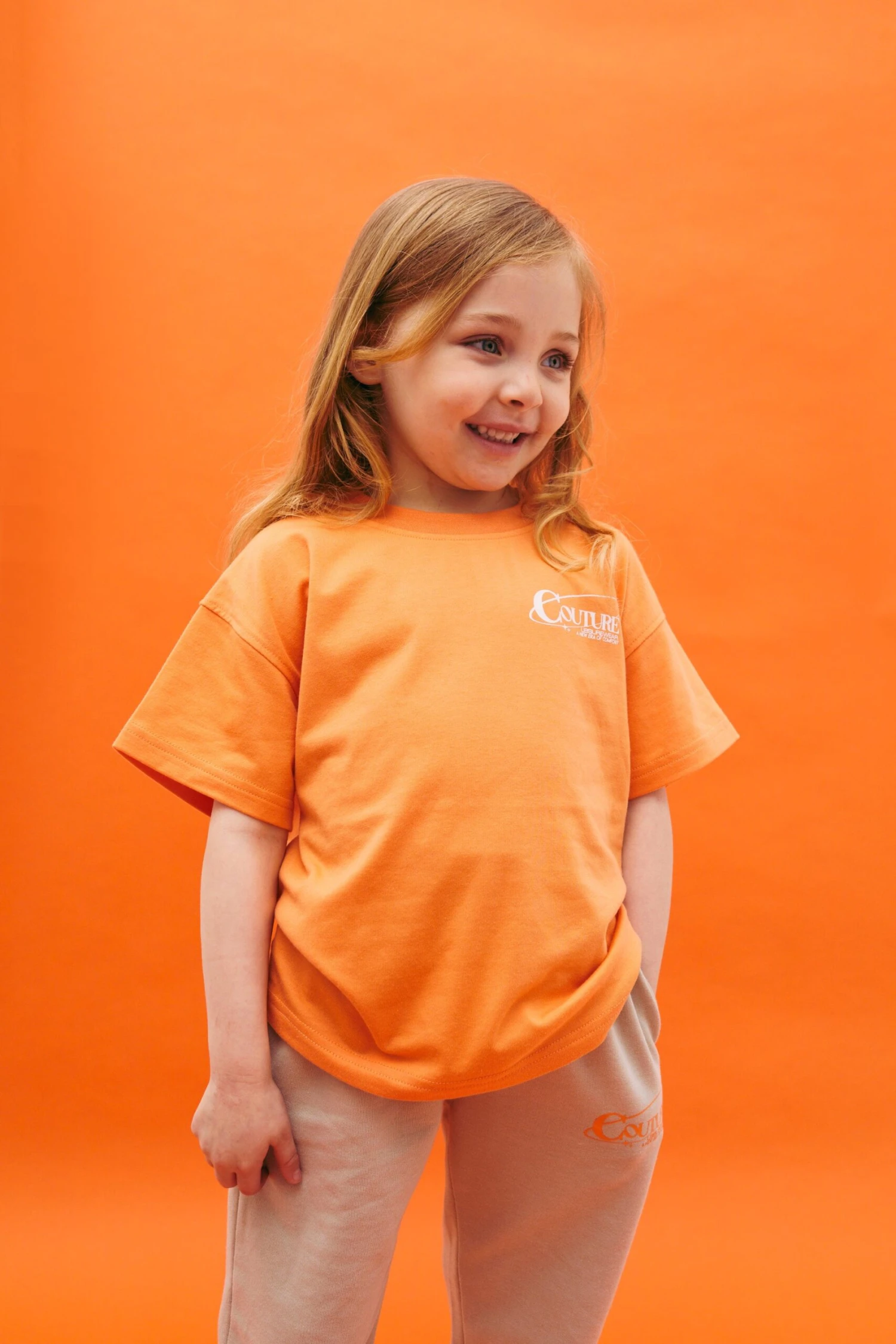 KIDS GLOBE PRINT BOXY T-SHIRT - ORANGE - Image 2