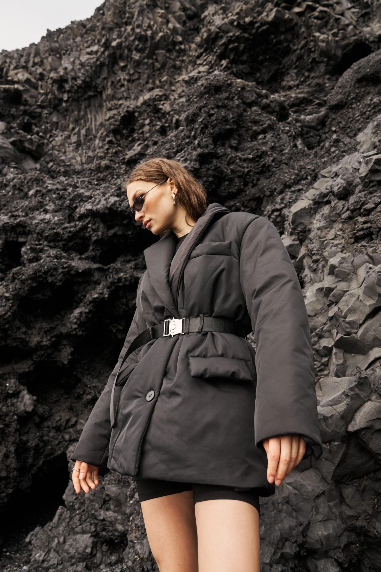 PADDED BLAZER COAT - BLACK - Image 2