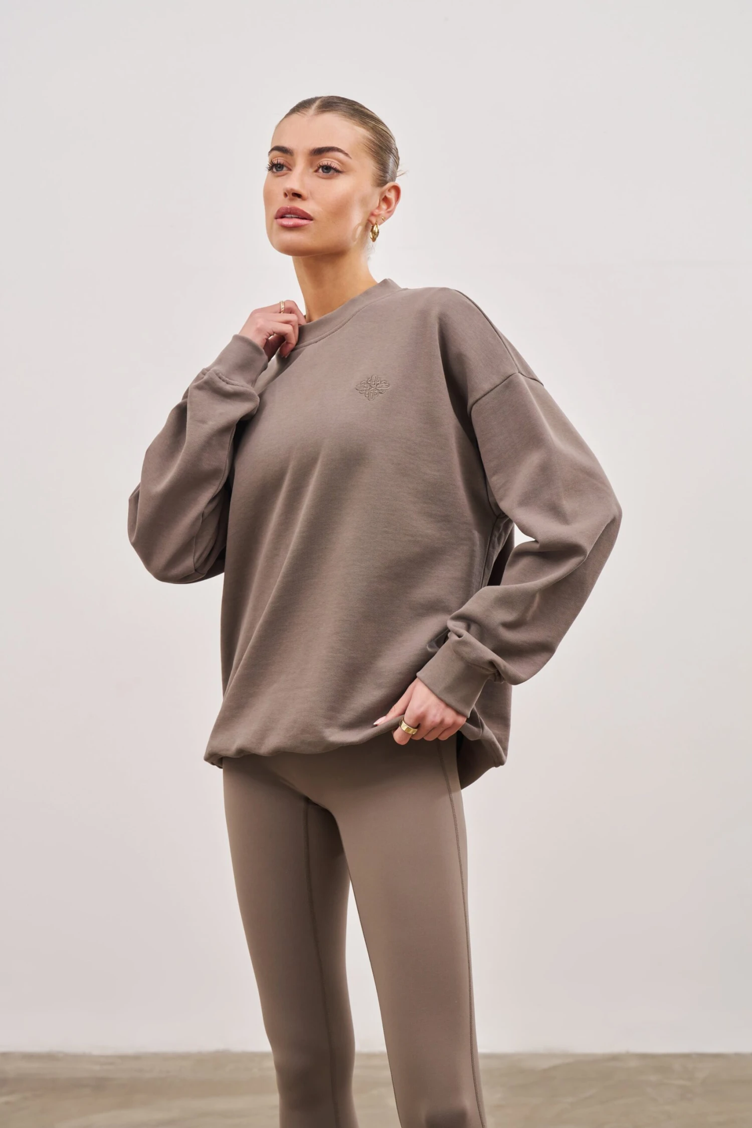EMBLEM OVERSIZED SWEATSHIRT - COCOA - Image 2