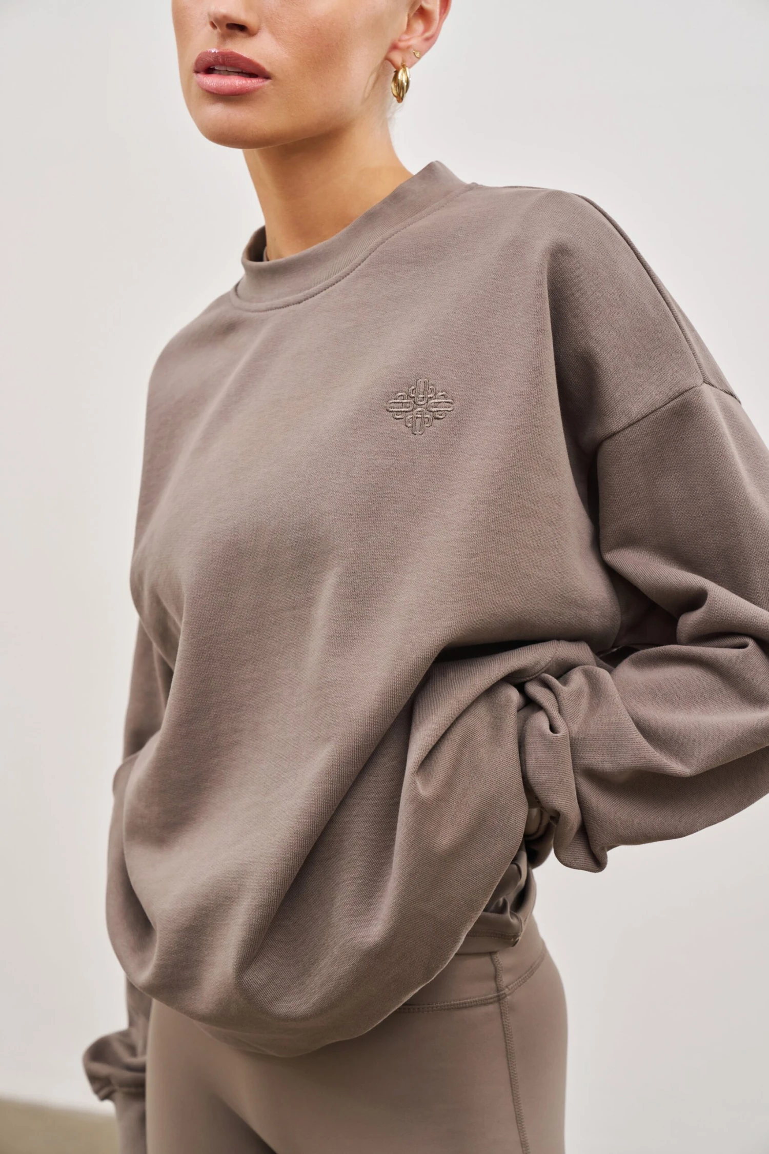 EMBLEM OVERSIZED SWEATSHIRT - COCOA - Image 4
