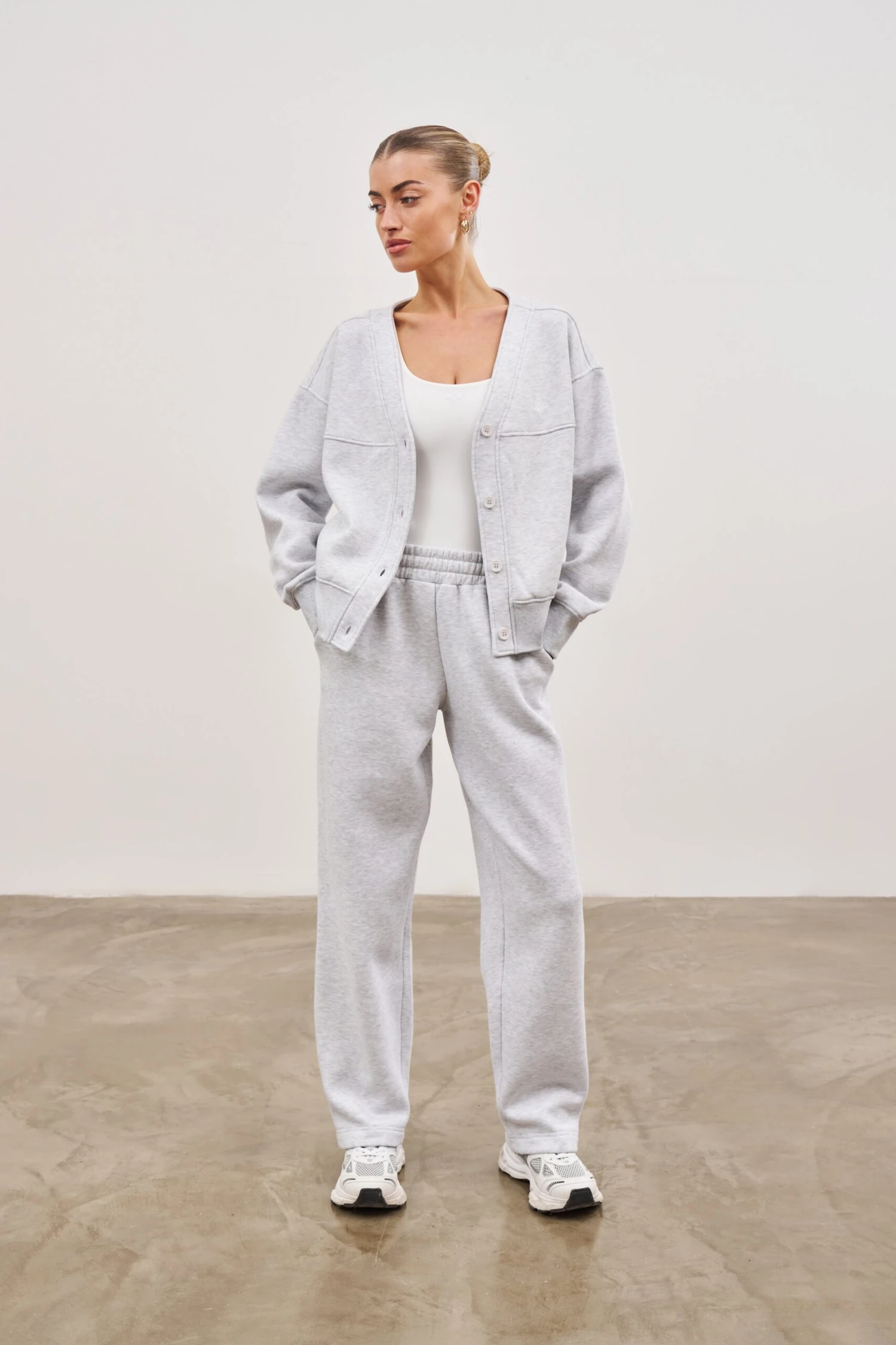 OVERSIZED JERSEY CARDIGAN - GREY MARL - Image 7