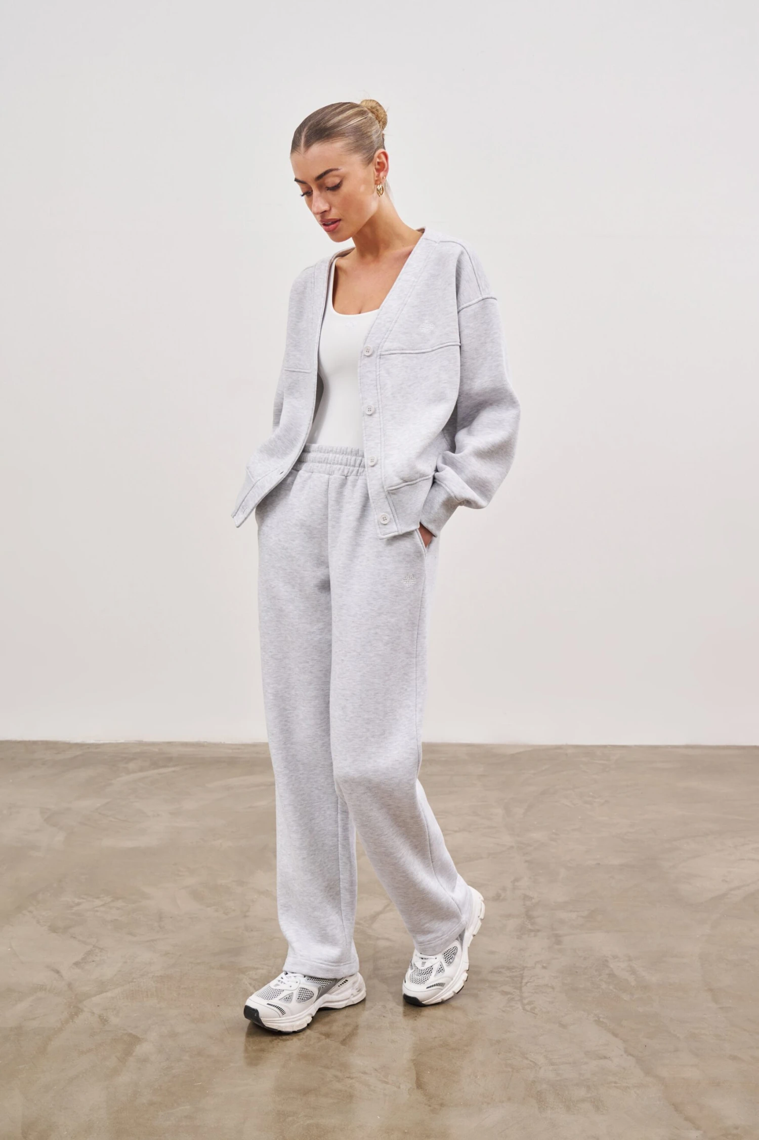 OVERSIZED JERSEY CARDIGAN - GREY MARL - Image 6