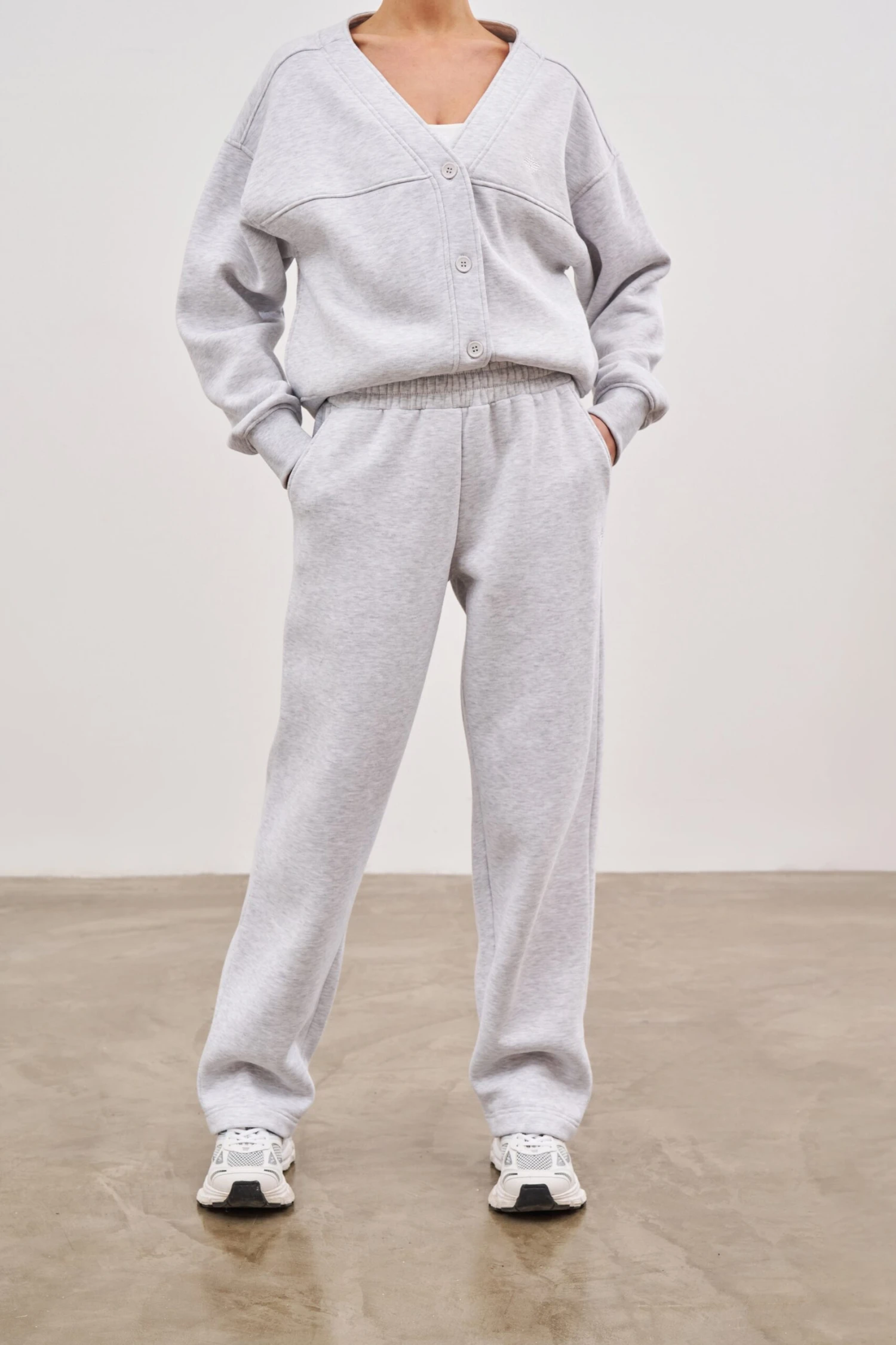 RELAXED TAPERED LEG JOGGERS - GREY MARL - Image 3