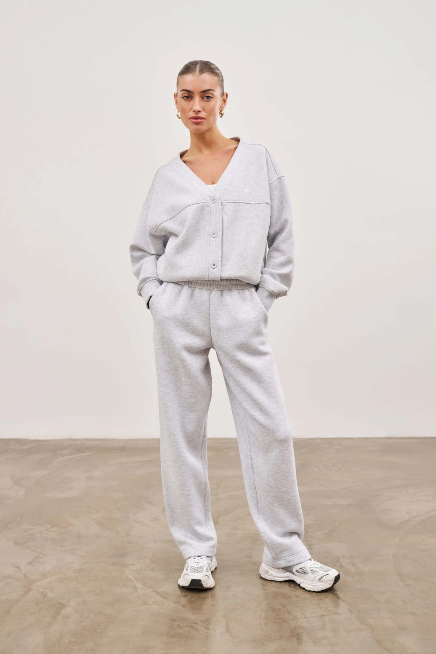 RELAXED TAPERED LEG JOGGERS - GREY MARL - Image 2