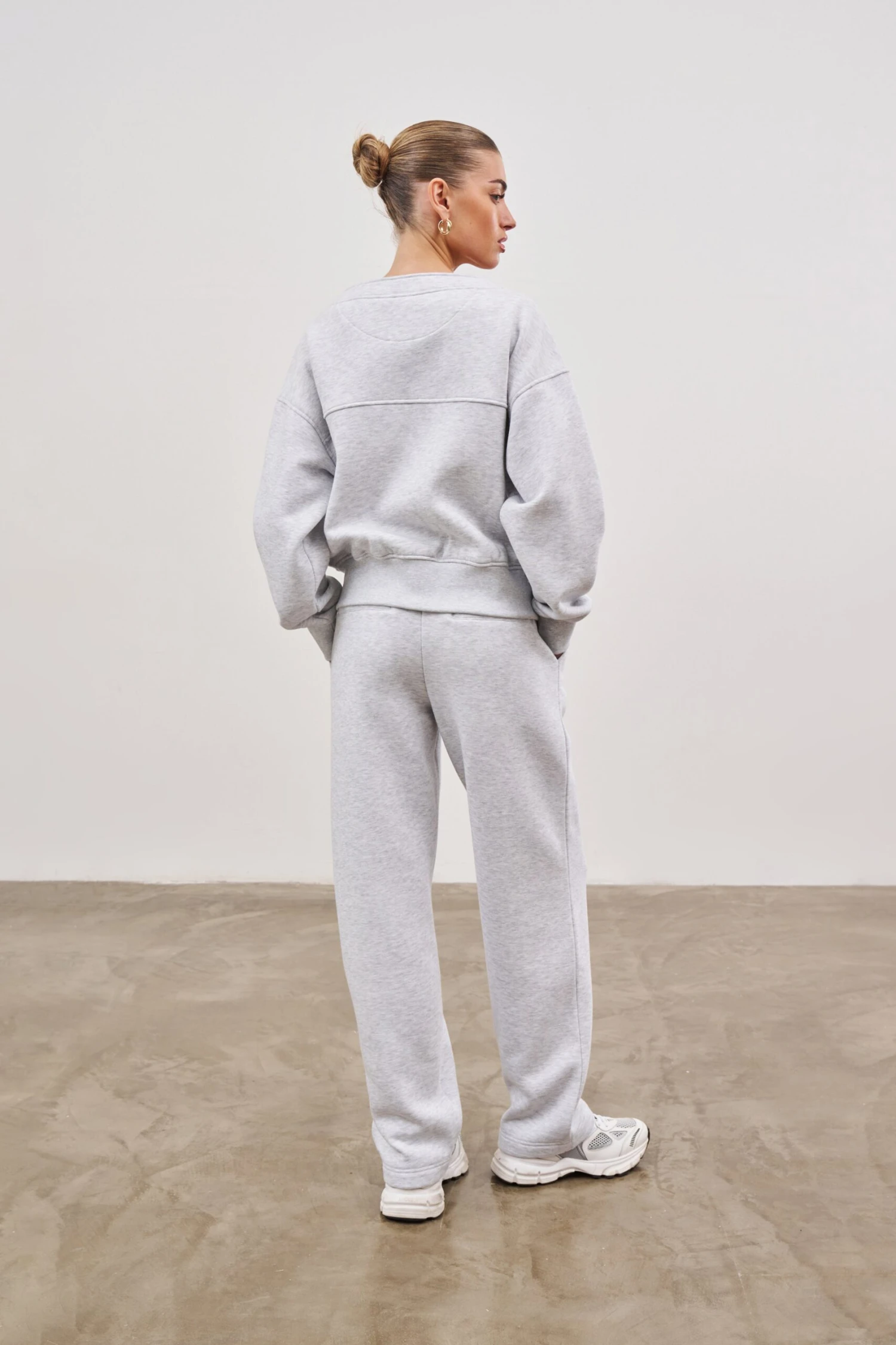 RELAXED TAPERED LEG JOGGERS - GREY MARL - Image 6