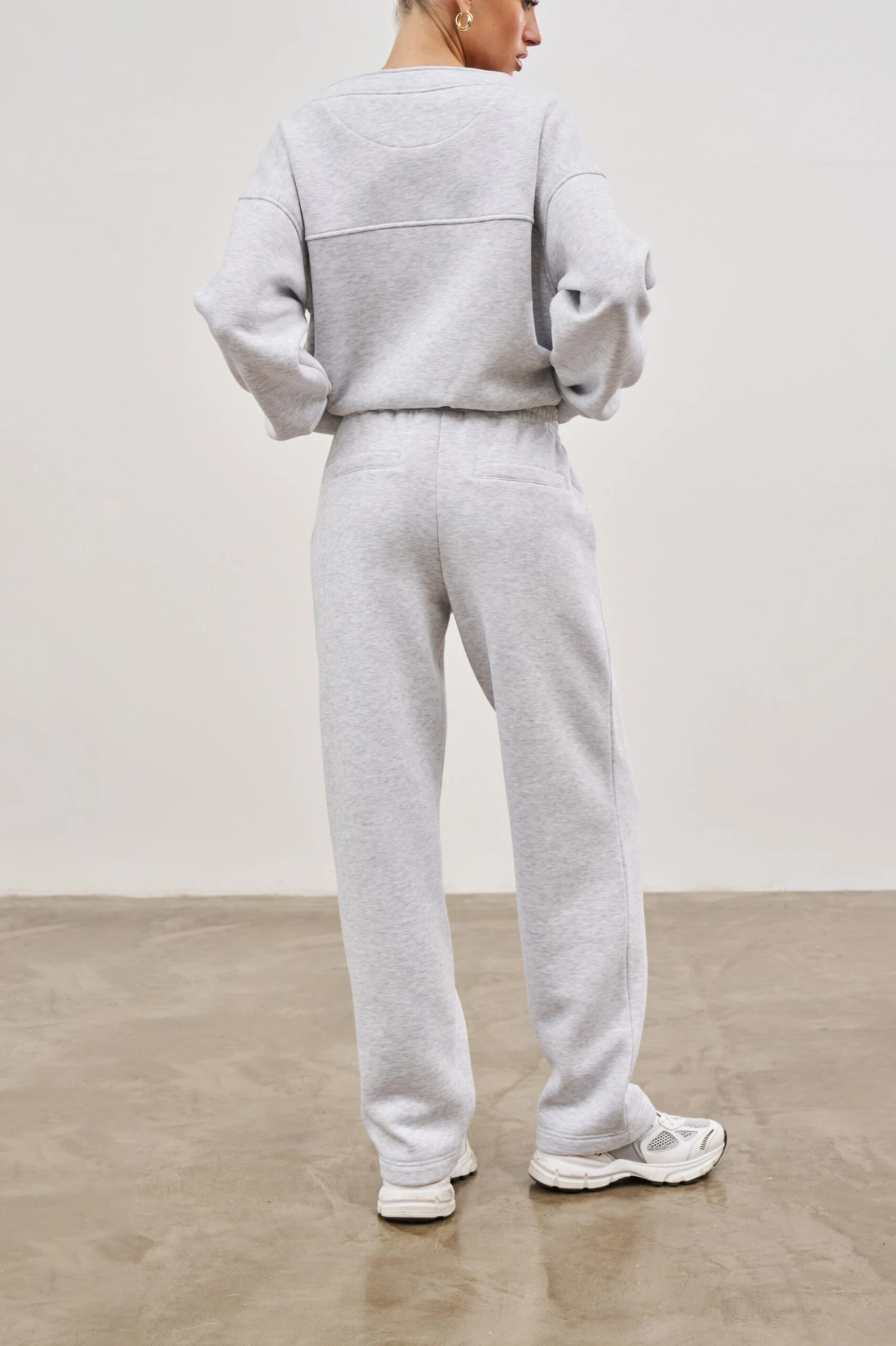 RELAXED TAPERED LEG JOGGERS - GREY MARL - Image 8