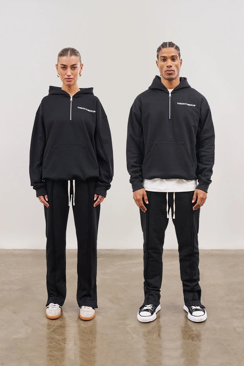 RAW SEAM STRAIGHT LEG JOGGERS - BLACK - Image 2