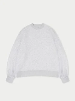 COUTURE SCRIPT PUFF SLEEVE CREW - GREY MARL
