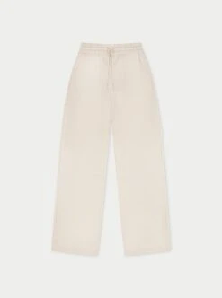 SATIN EMBLEM TROUSERS - BEIGE