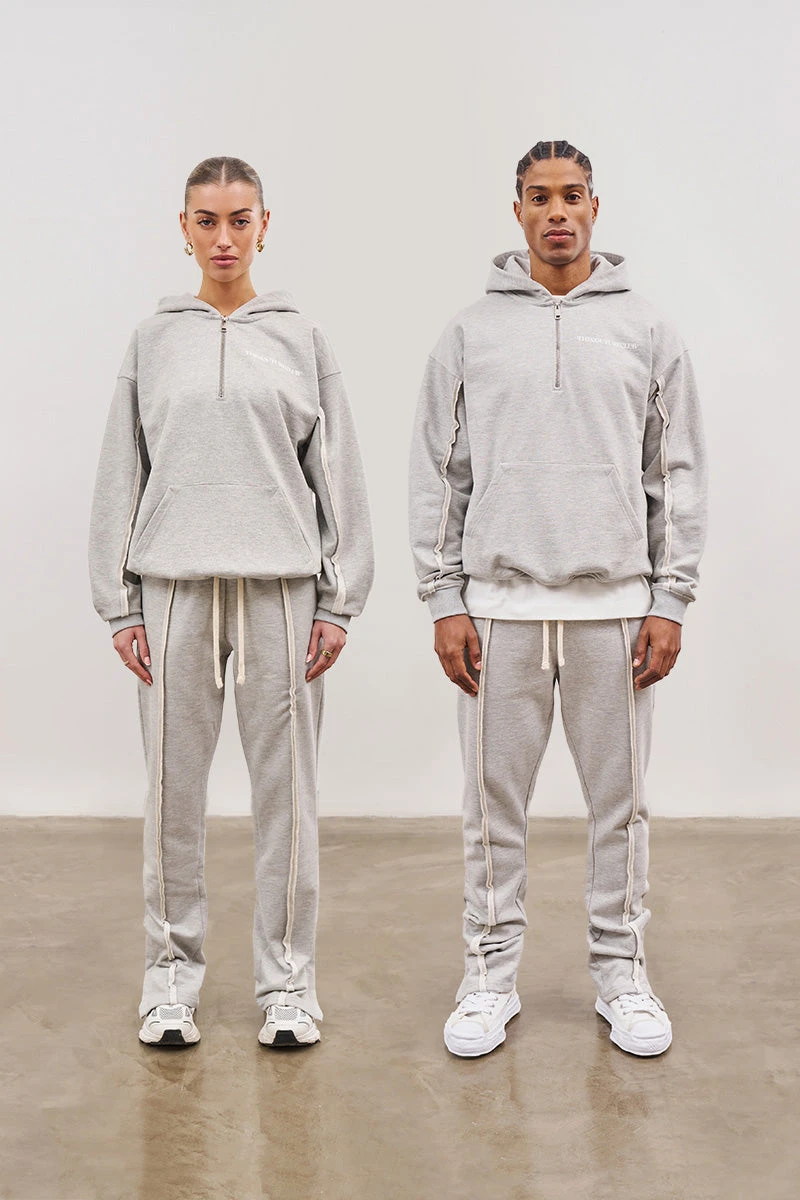 RAW SEAM STRAIGHT LEG JOGGERS - GREY MARL - Image 2