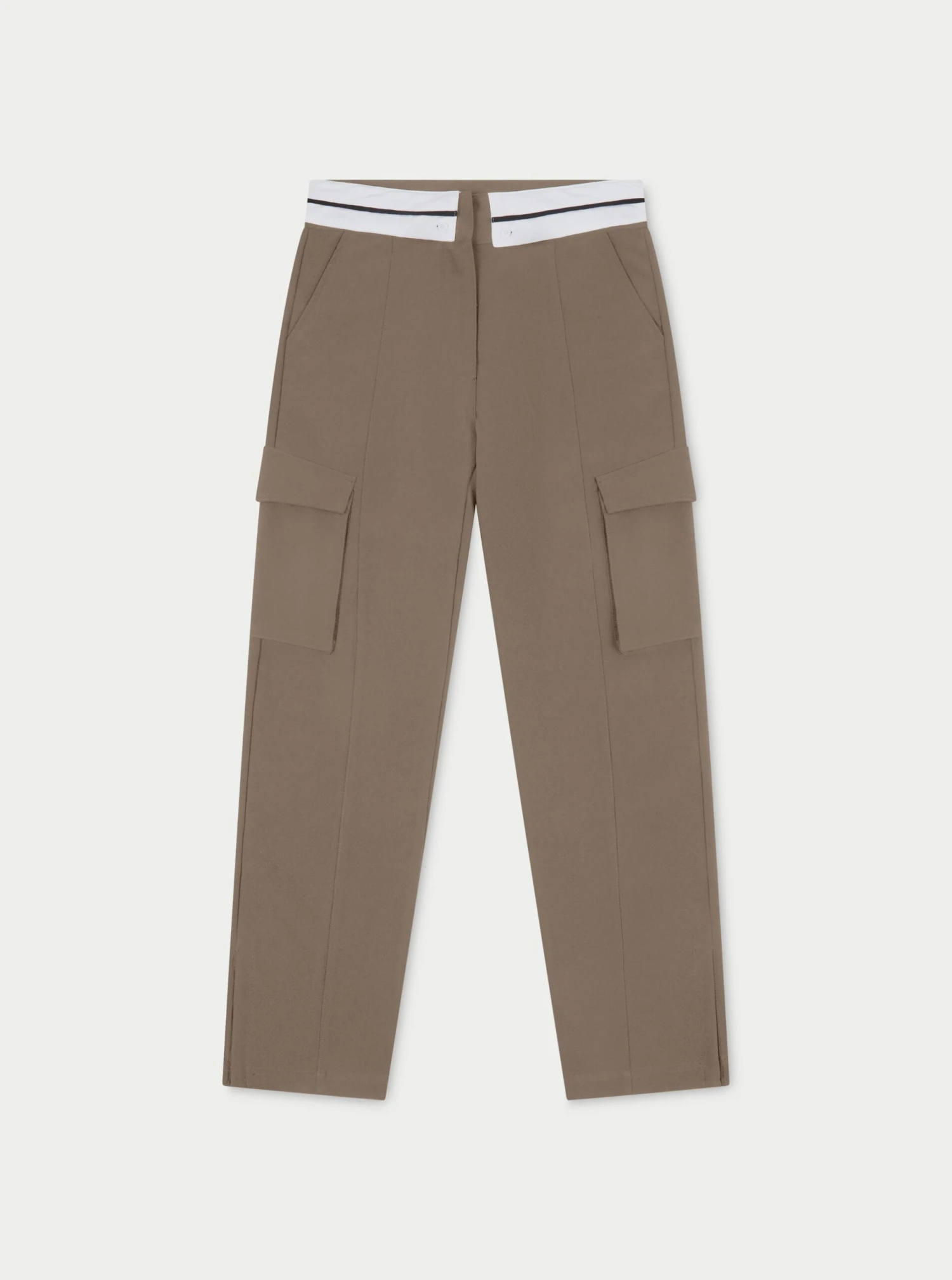REVERSE WAISTBAND SMART CARGO TROUSER - BEIGE