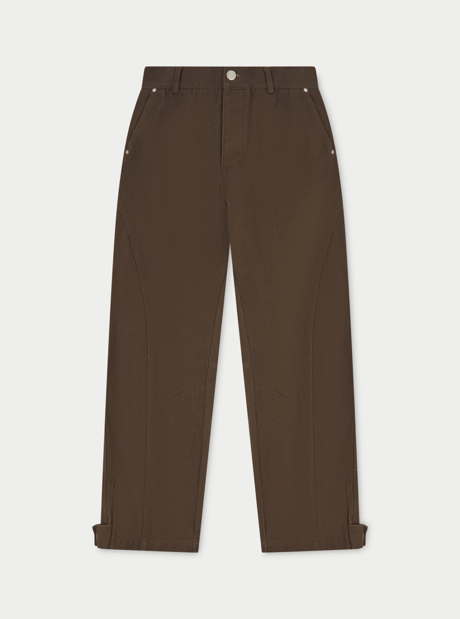 WOVEN CANVAS DISTRESSED TROUSER - BROWN