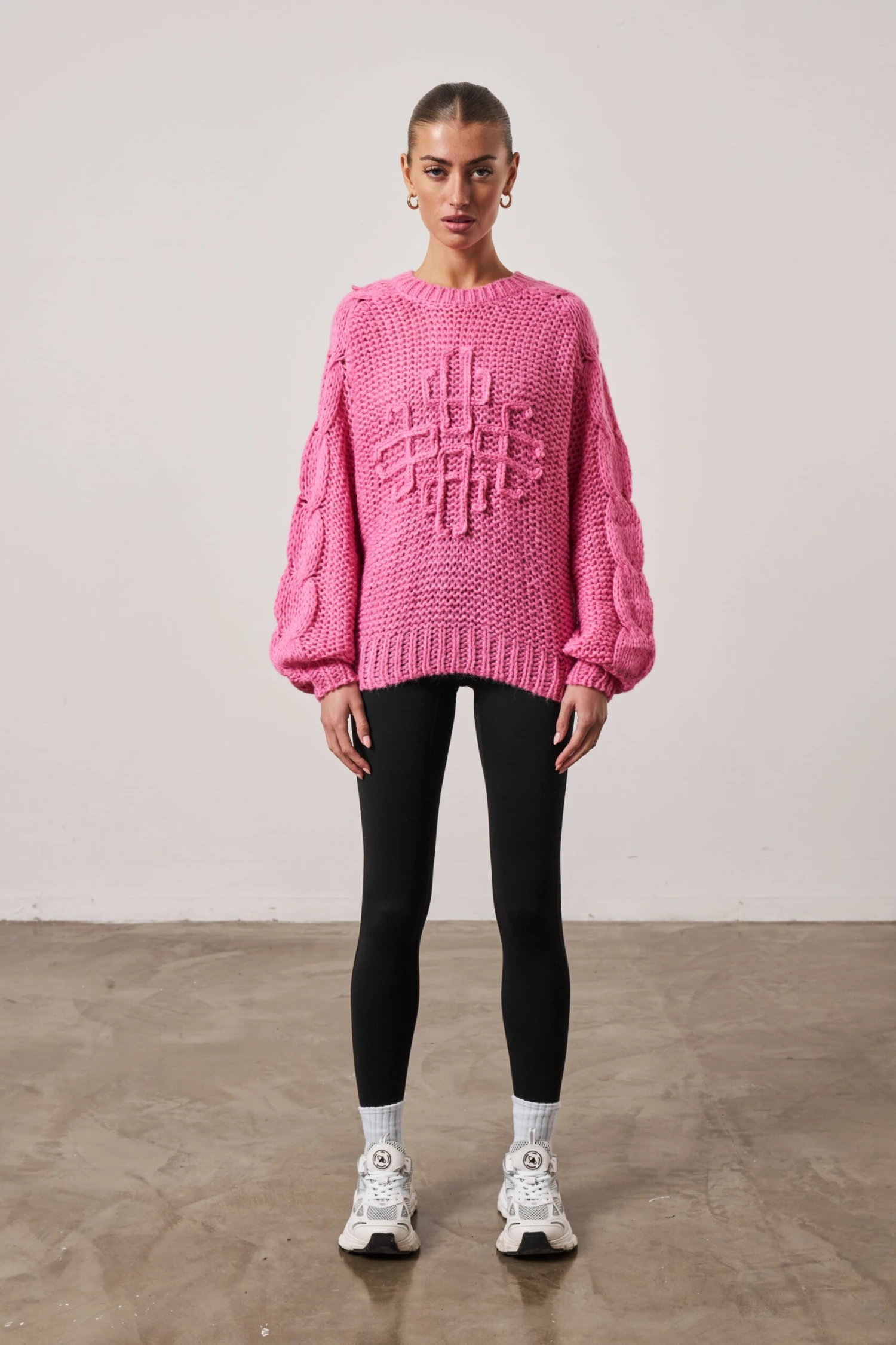 EMBLEM OVERSIZED KNIT JUMPER - PINK - Image 3
