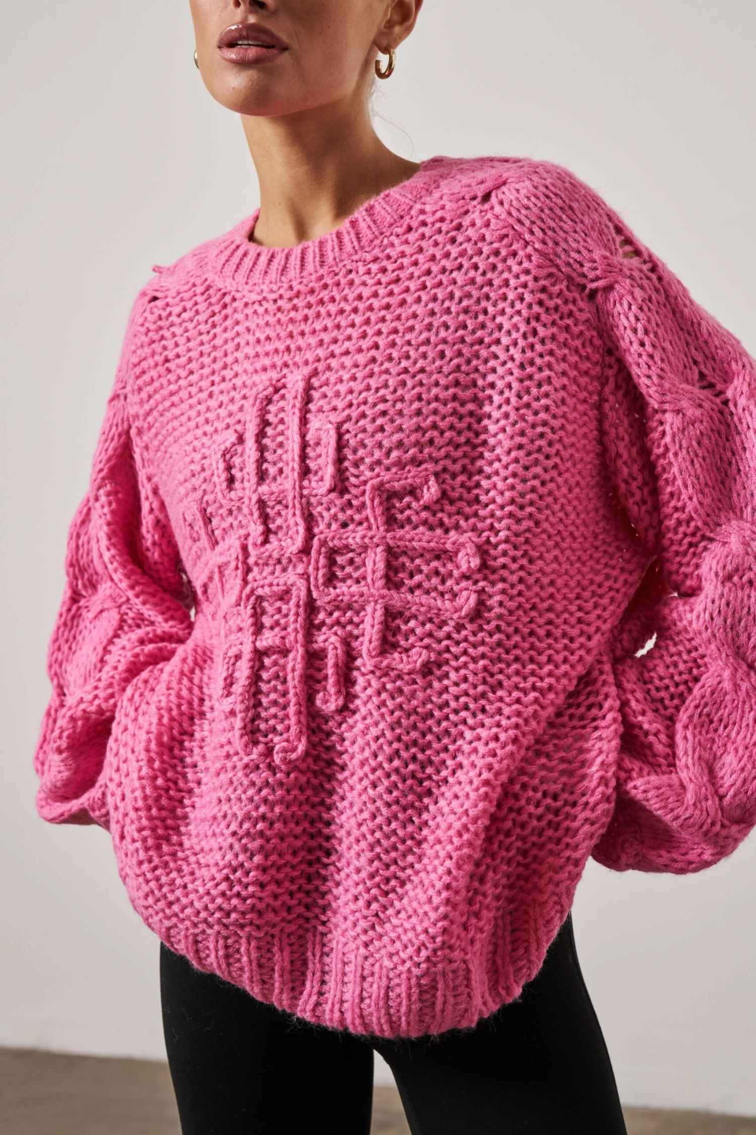 EMBLEM OVERSIZED KNIT JUMPER - PINK - Image 7