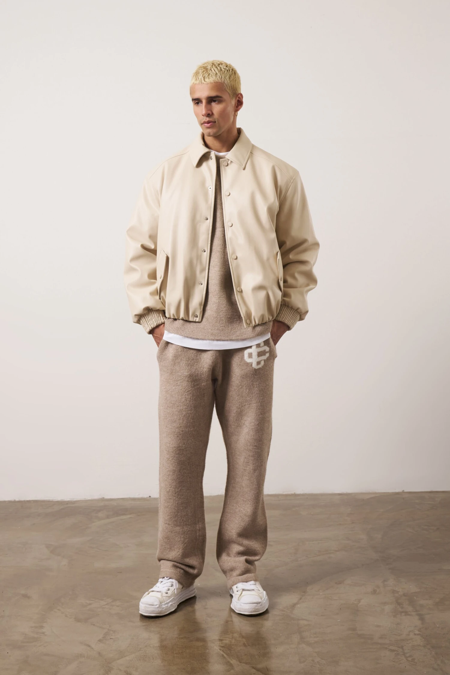FAUX LEATHER BOMBER - BEIGE - Image 8