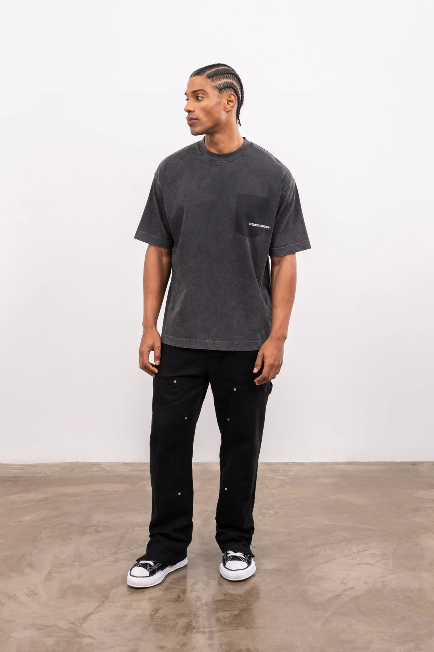 WASHED POCKET DETAIL T-SHIRT - CHARCOAL - Image 7