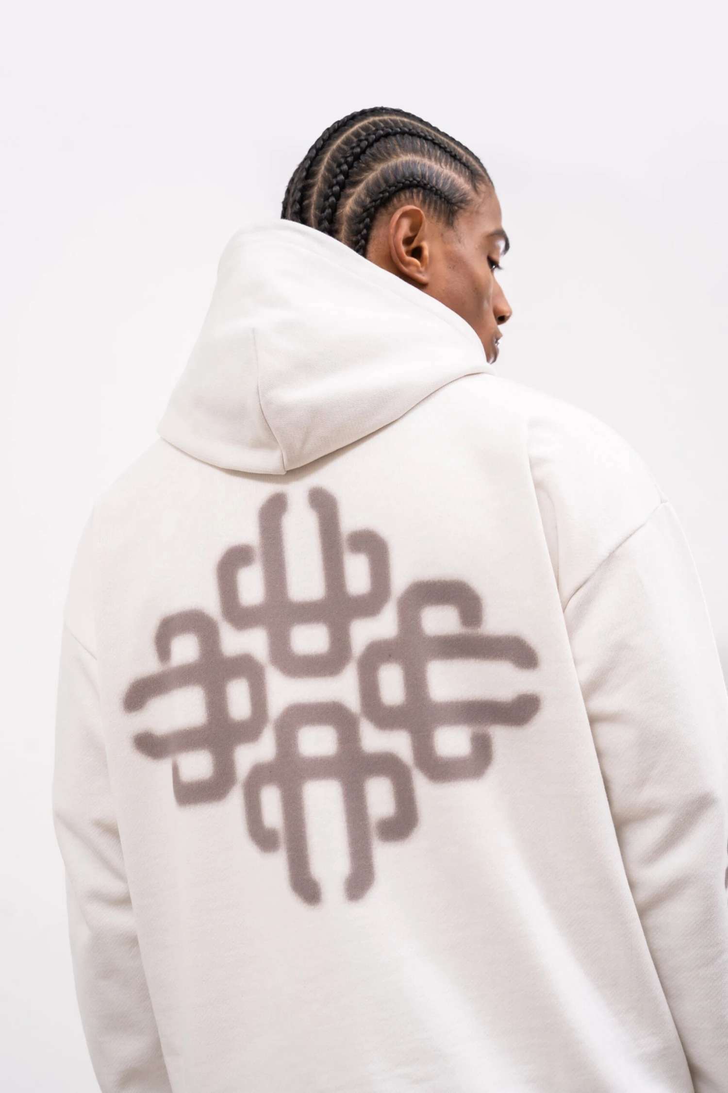 BLURRED EMBLEM GRAPHIC HOODIE - OFF WHITE - Image 6