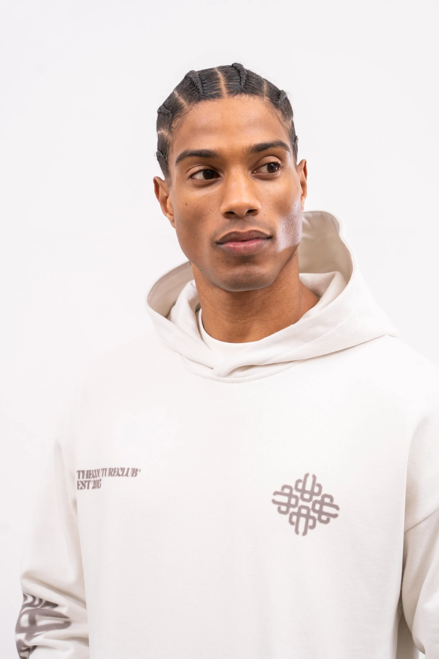 BLURRED EMBLEM GRAPHIC HOODIE - OFF WHITE - Image 5