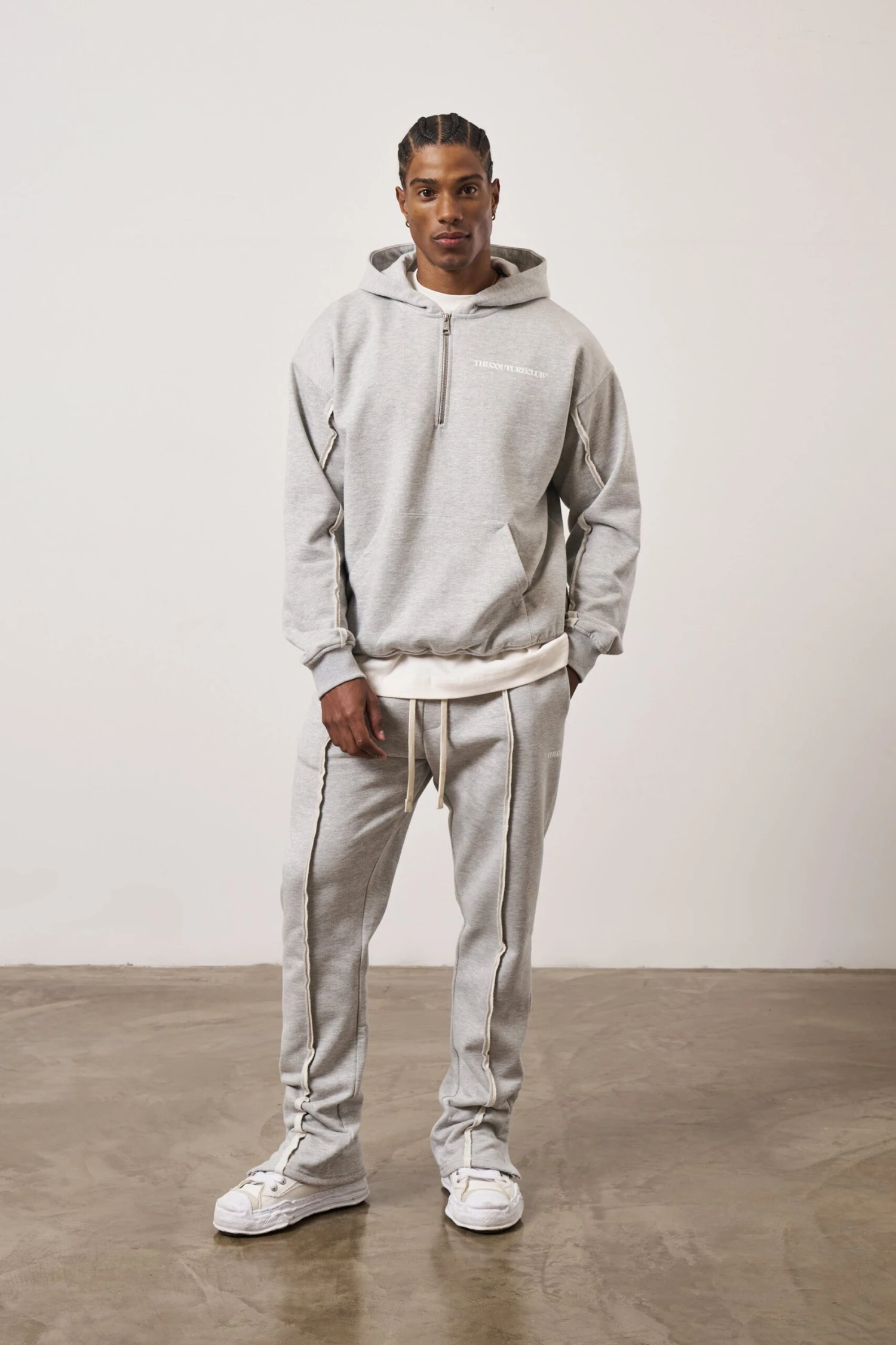 RAW SEAM STRAIGHT LEG JOGGERS - GREY MARL - Image 9