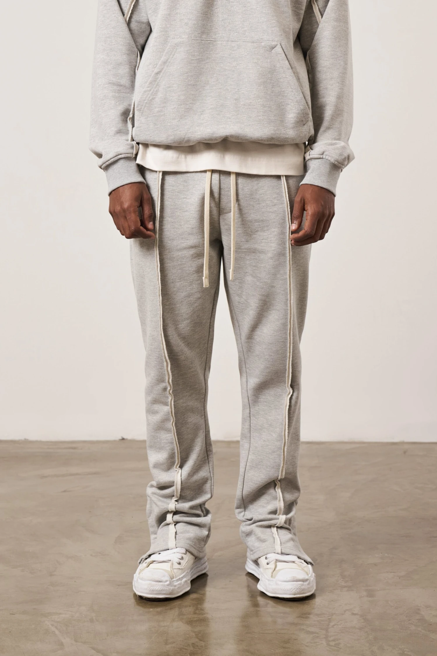 RAW SEAM STRAIGHT LEG JOGGERS - GREY MARL - Image 4