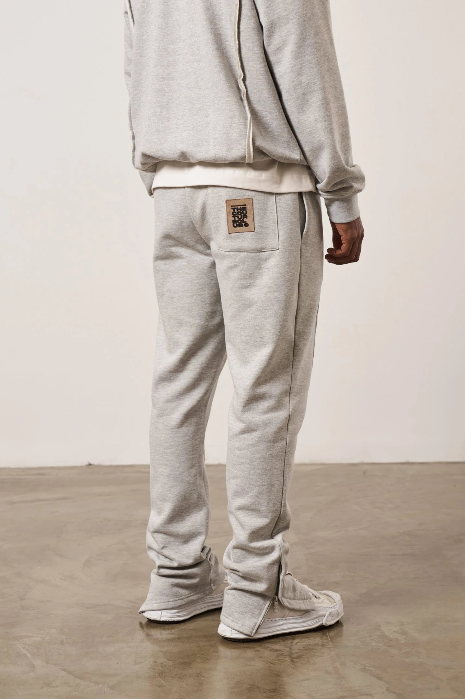 RAW SEAM STRAIGHT LEG JOGGERS - GREY MARL - Image 6