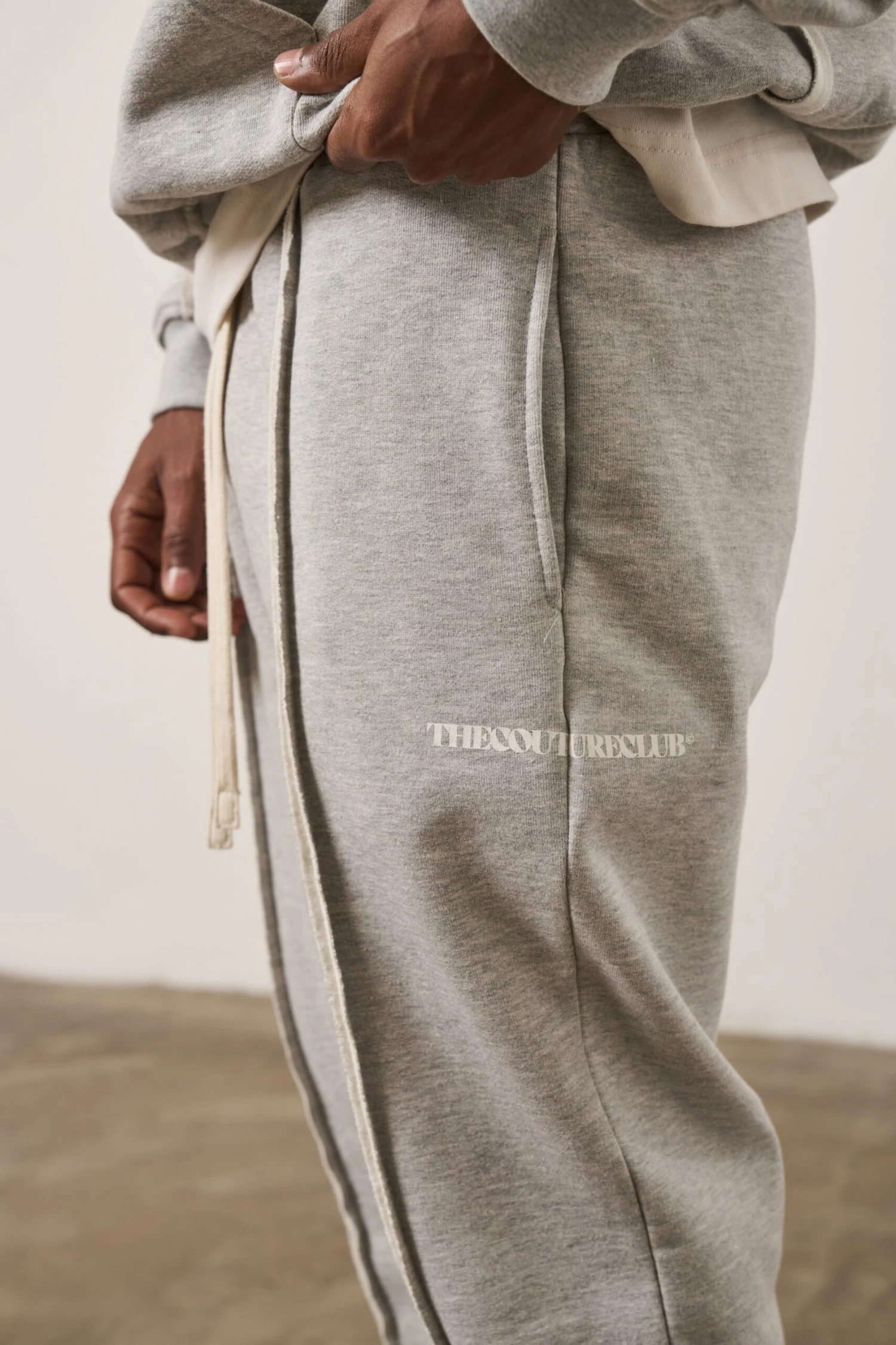 RAW SEAM STRAIGHT LEG JOGGERS - GREY MARL - Image 7