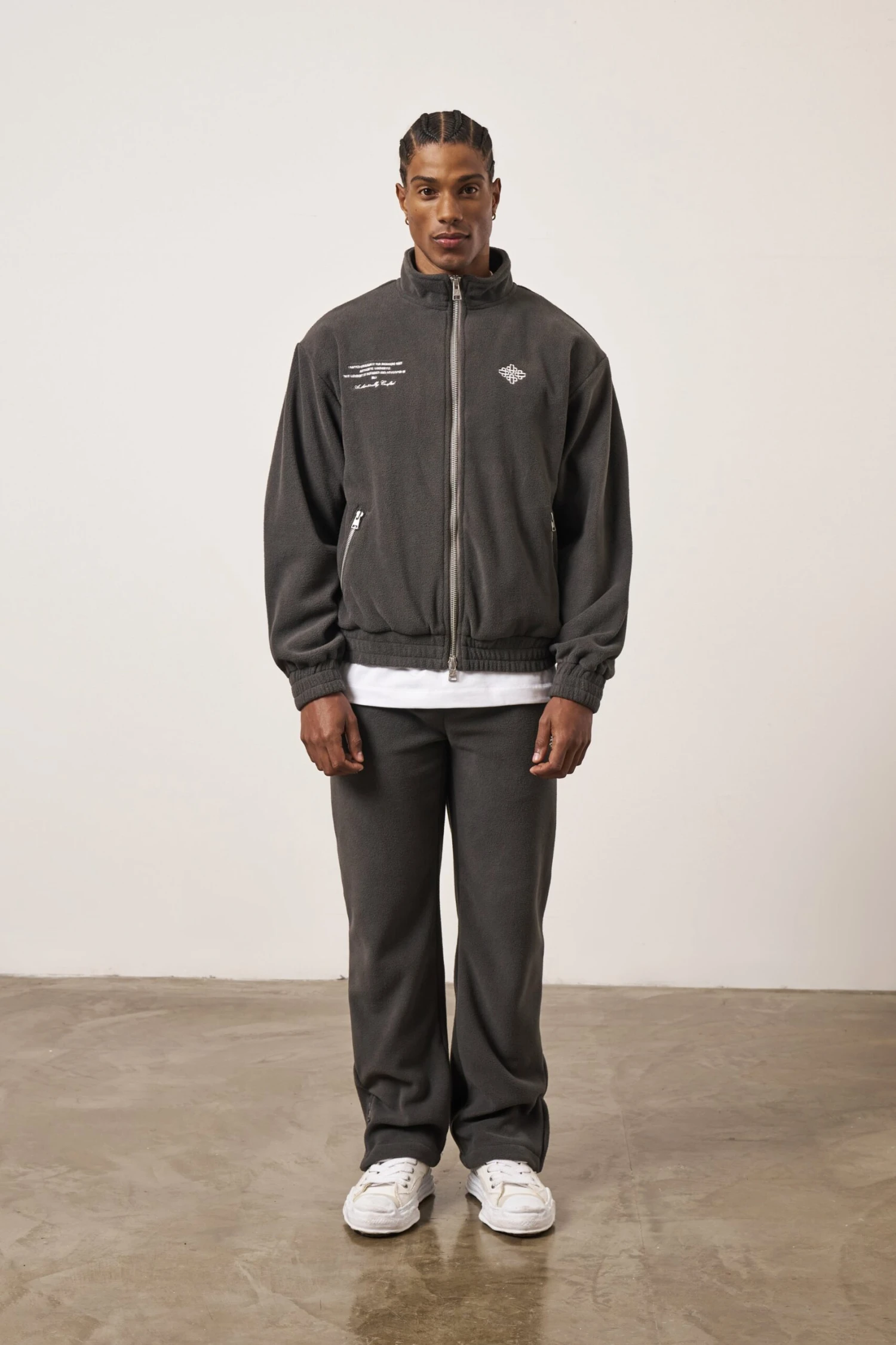 EMBLEM POLAR FLEECE ZIP THROUGH JACKET - CHARCOAL - Image 3