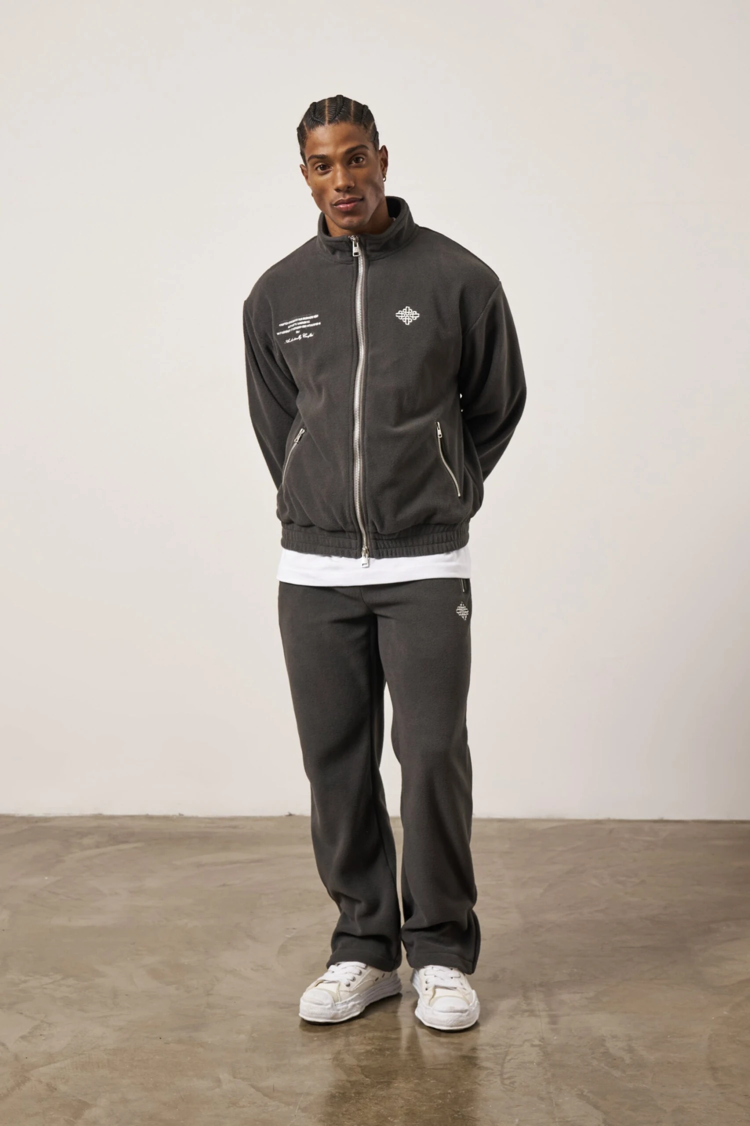 EMBLEM POLAR FLEECE ZIP THROUGH JACKET - CHARCOAL - Image 7