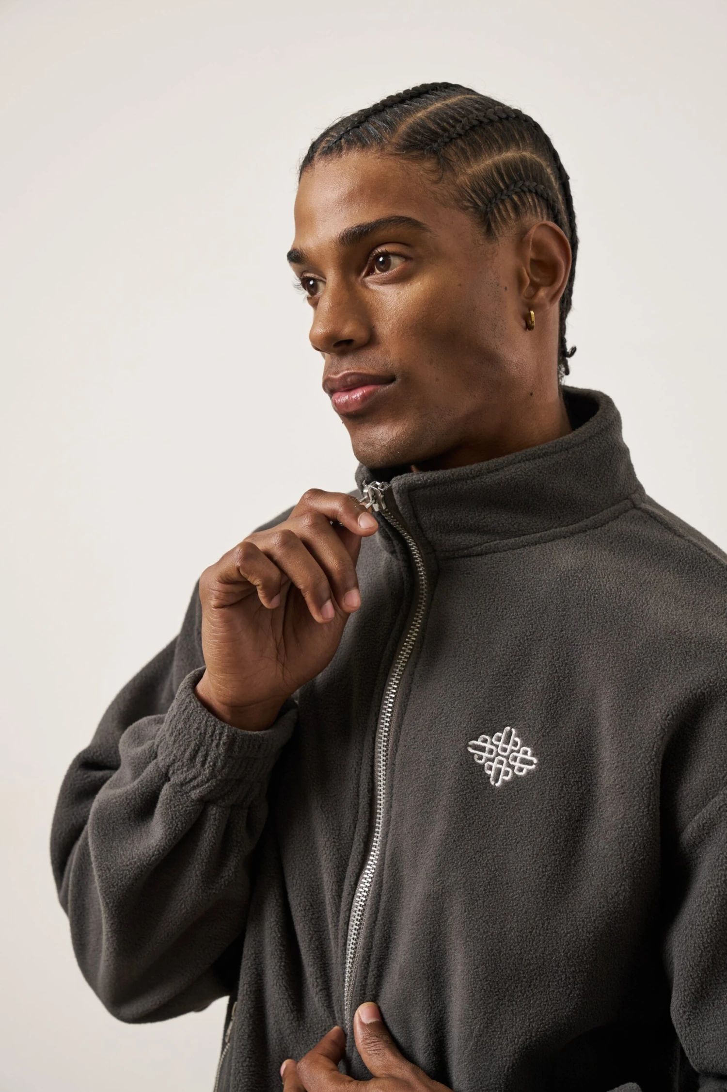 EMBLEM POLAR FLEECE ZIP THROUGH JACKET - CHARCOAL - Image 4