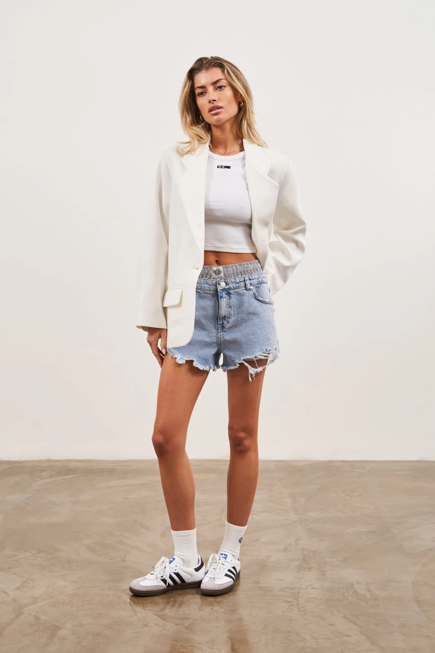 DOUBLE LAYER BOXER DENIM SHORT - BLUE WASH - Image 6