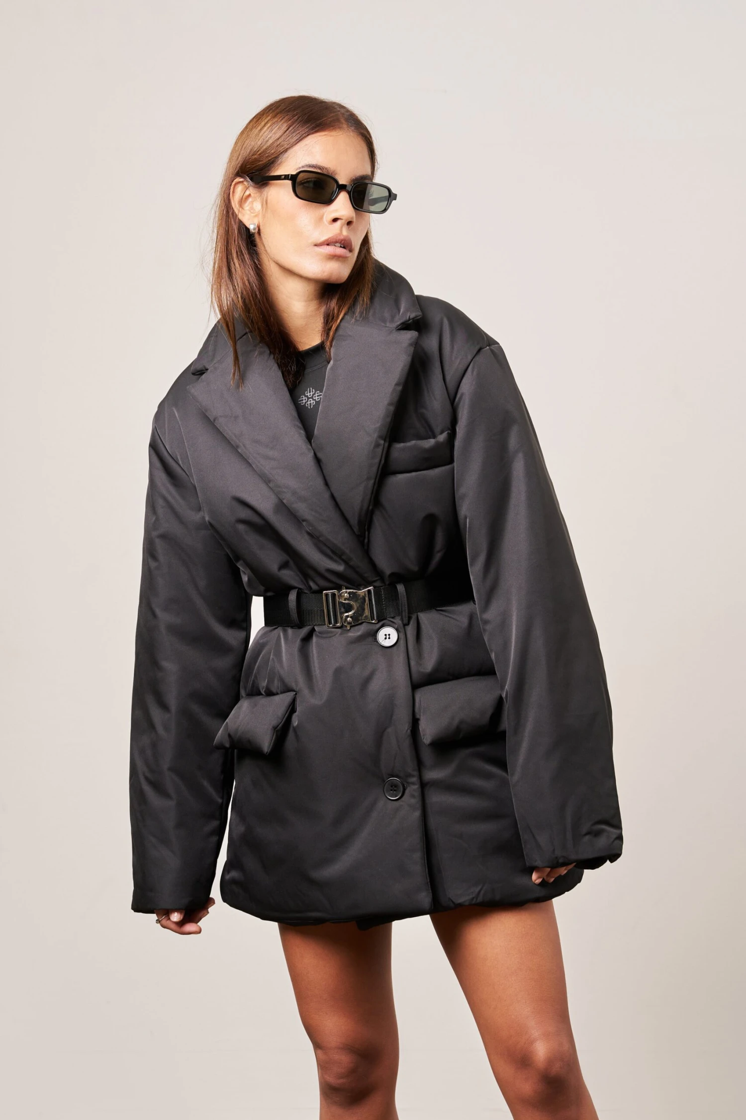 PADDED BLAZER COAT - BLACK - Image 5