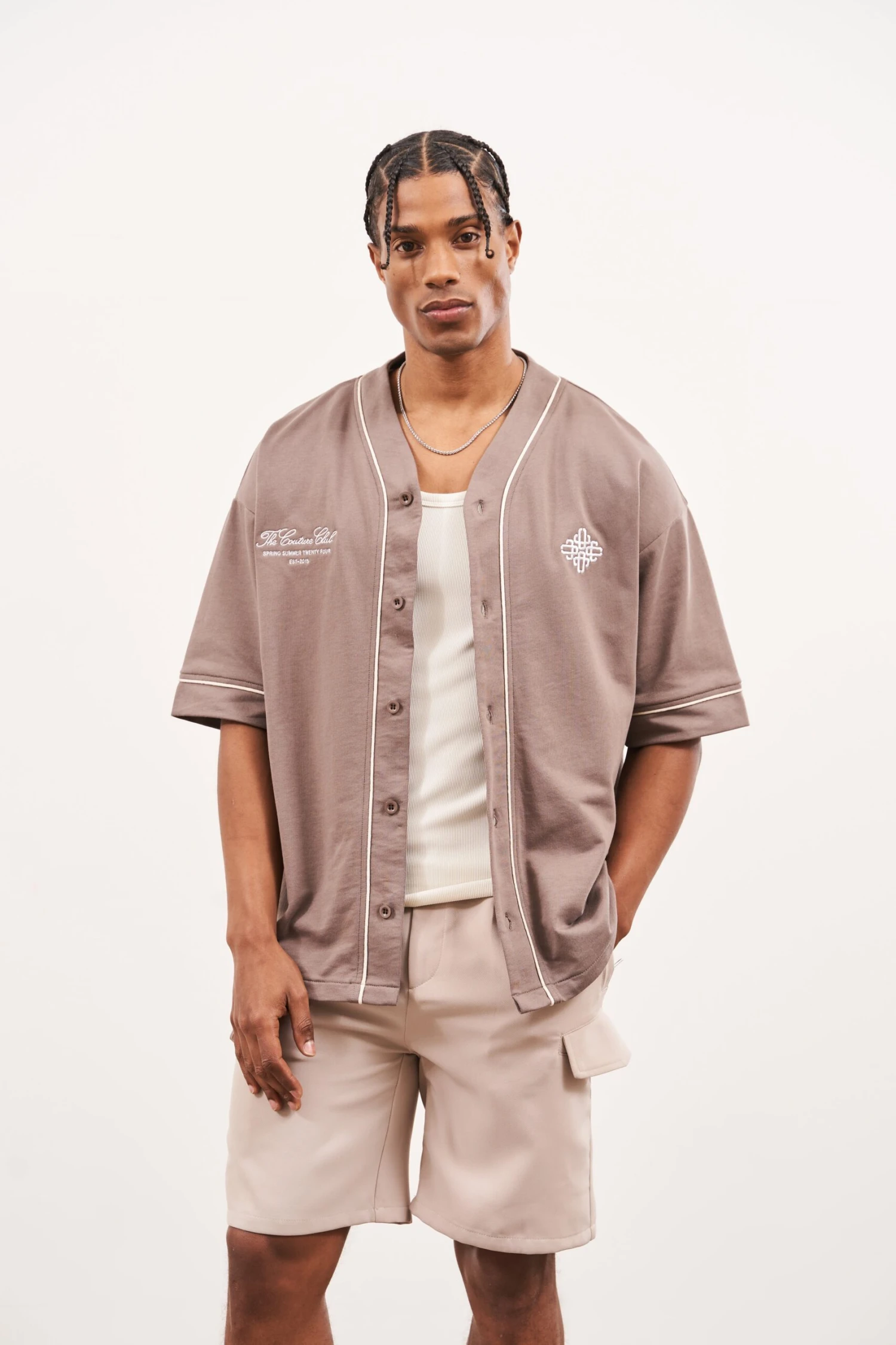 SCRIPT JERSEY BASEBALL SHIRT - COFFEE - Image 3