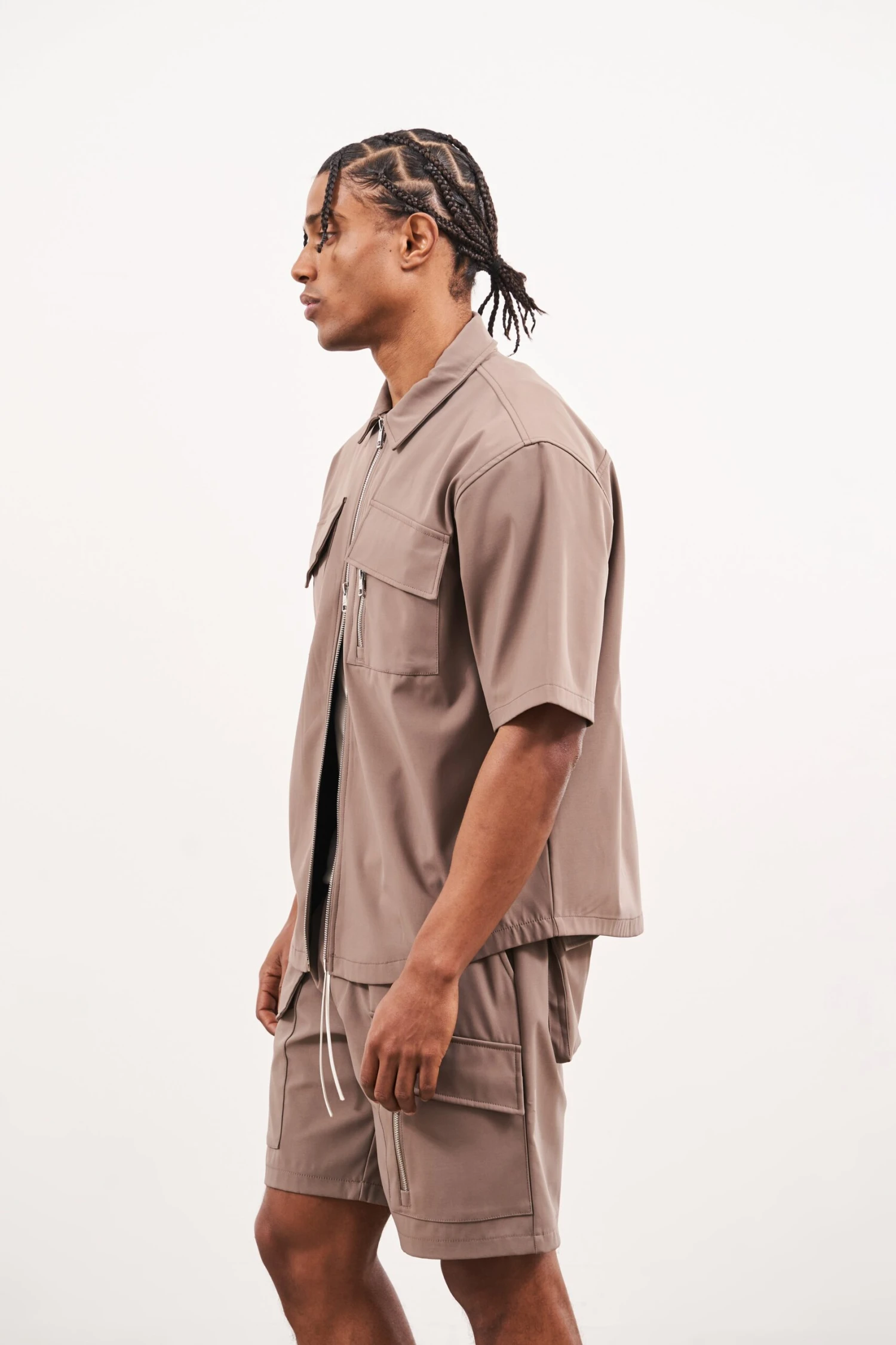 TECHNICAL HEAVYWEIGHT ZIP OVERSHIRT - COFFEE - Image 5