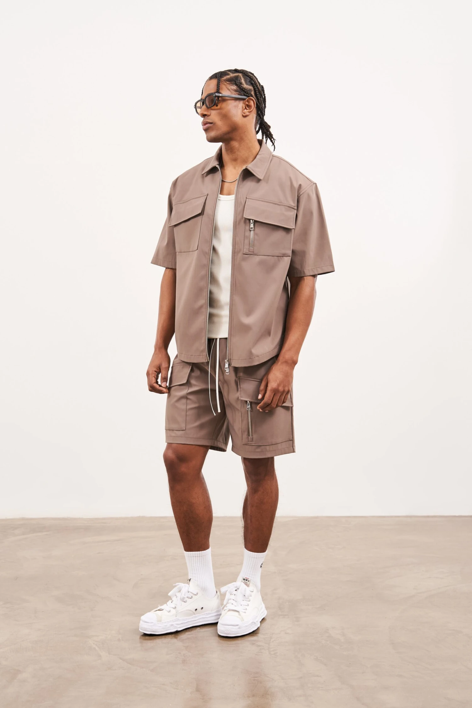 TECHNICAL HEAVYWEIGHT ZIP OVERSHIRT - COFFEE - Image 8