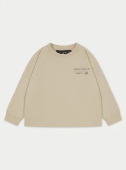 KIDS LONG SLEEVE MULTI GRAPHIC T-SHIRT - BEIGE