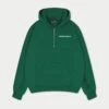 RAW SEAM QUARTER ZIP HOODIE - FOREST GREEN