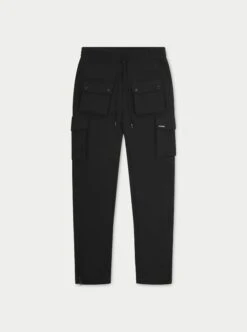 TECHNICAL STRETCH ZIP CARGO PANTS - BLACK