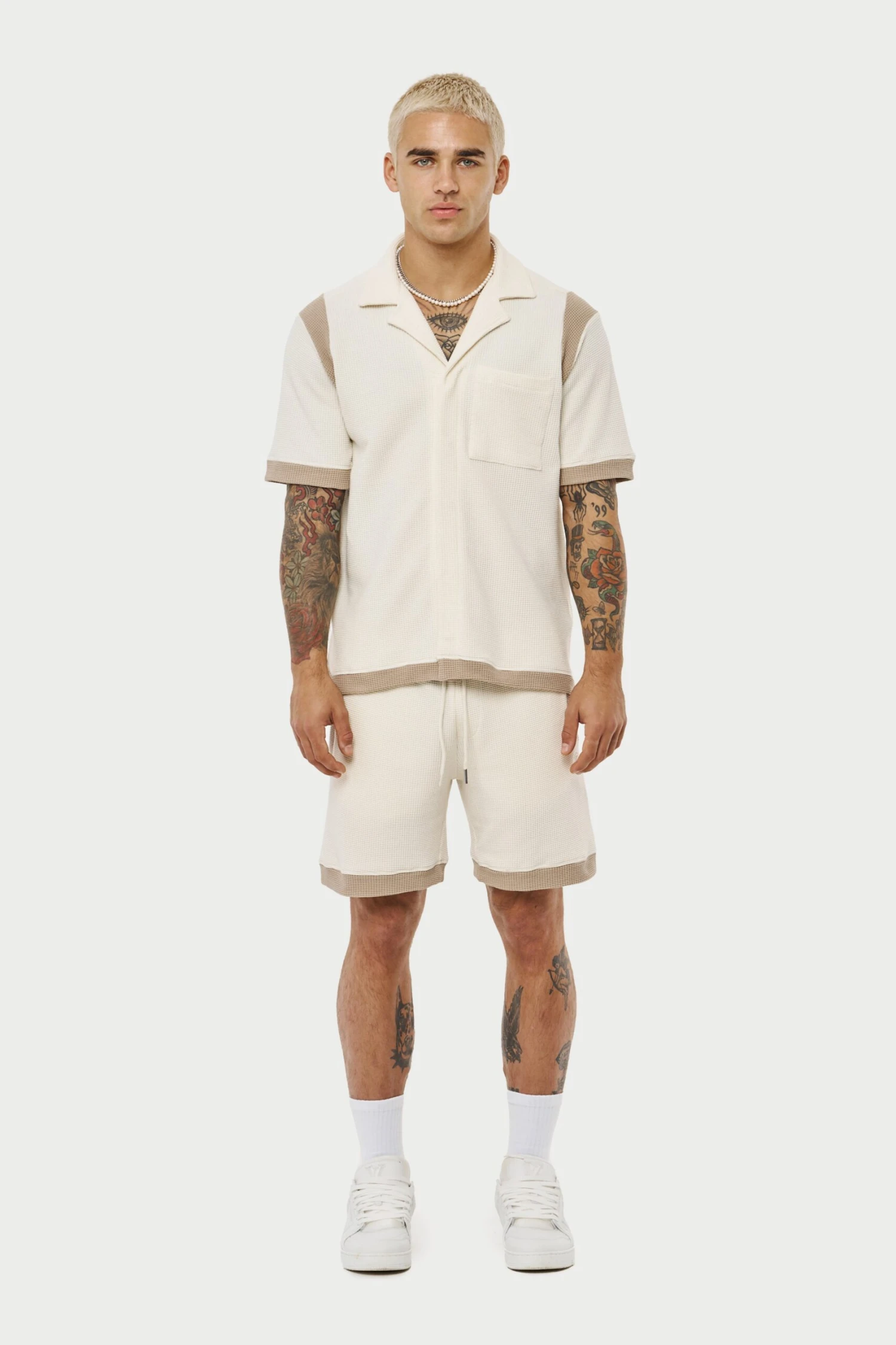 WAFFLE TONAL TEXTURED SHIRT - OFF WHITE - Image 2