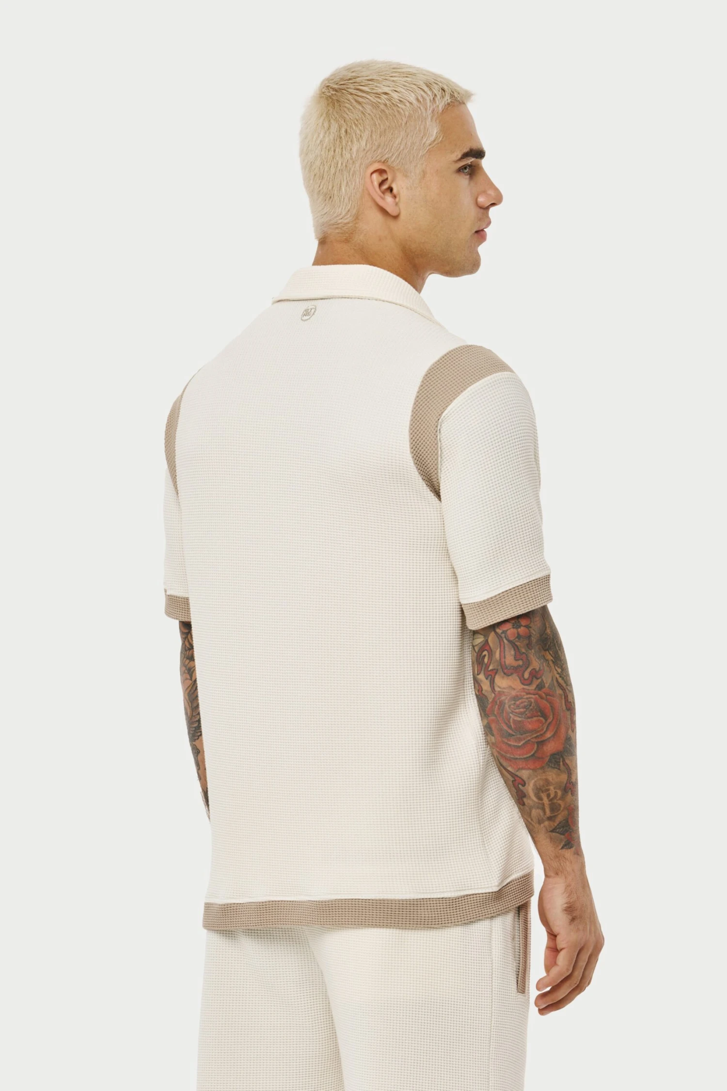 WAFFLE TONAL TEXTURED SHIRT - OFF WHITE - Image 4
