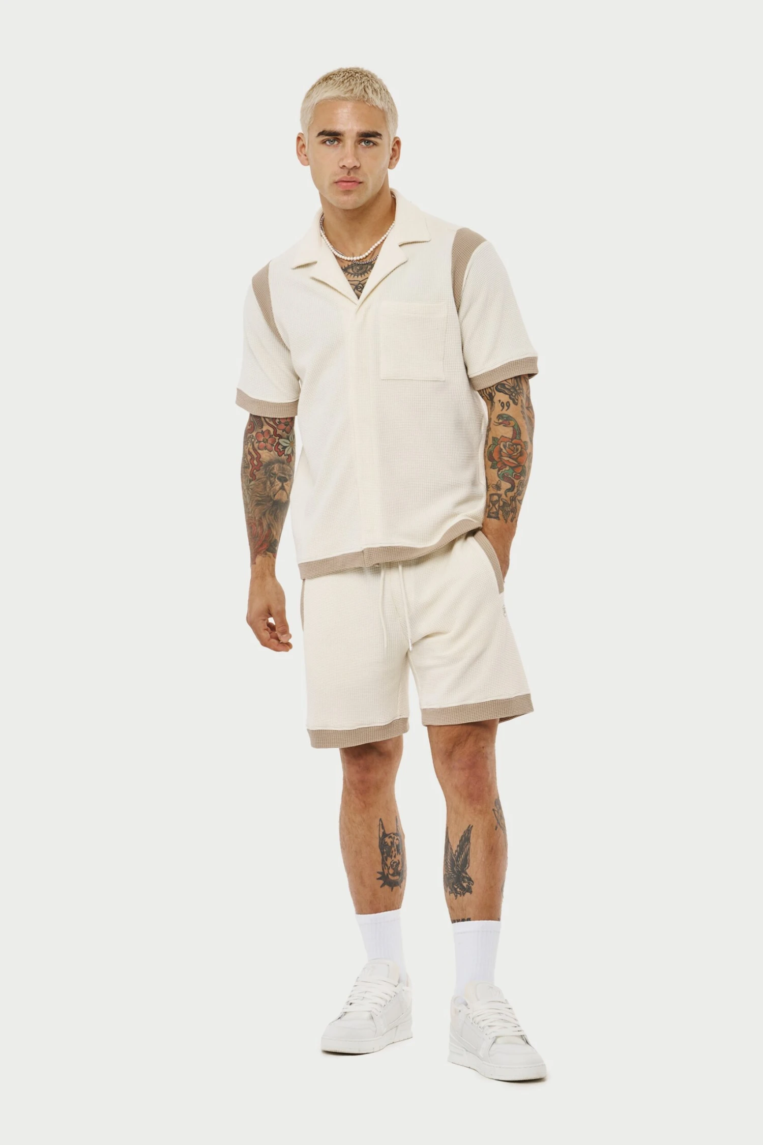 WAFFLE TONAL TEXTURED SHIRT - OFF WHITE - Image 6