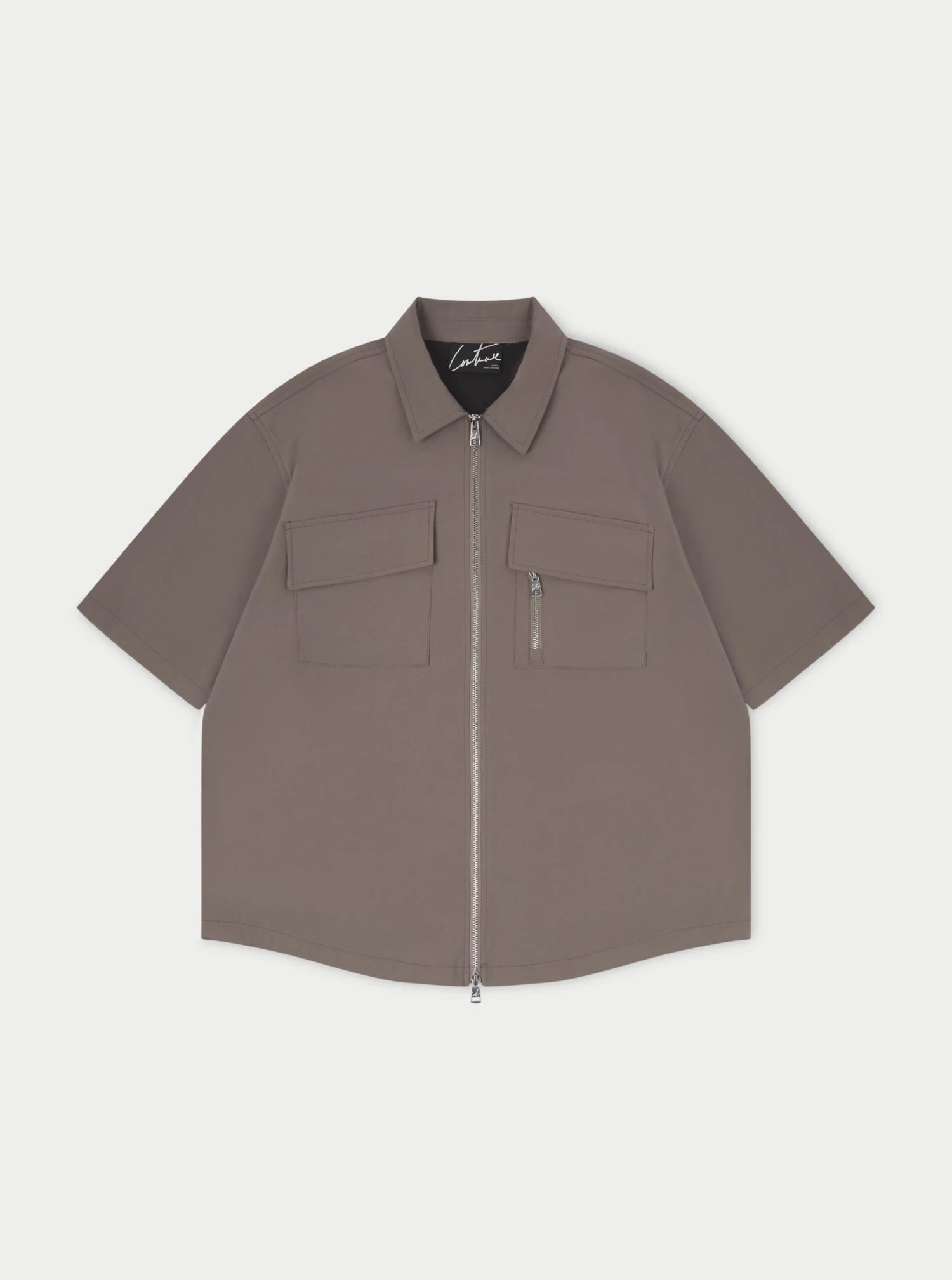 TECHNICAL HEAVYWEIGHT ZIP OVERSHIRT - COFFEE - Image 2