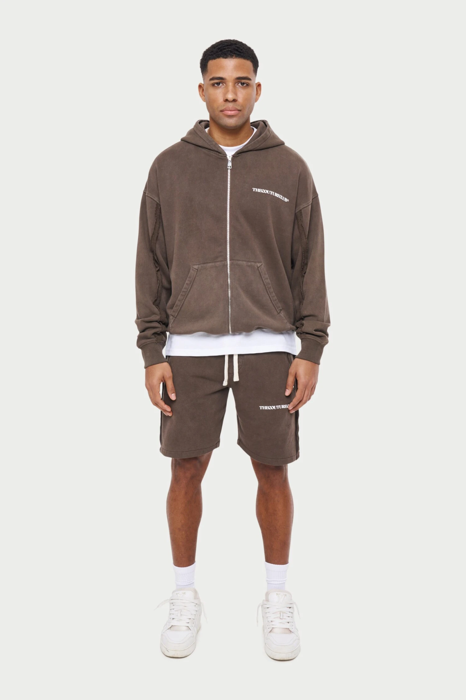 RAW SEAM DISTRESSED SHORTS - BROWN WASHED - Image 2