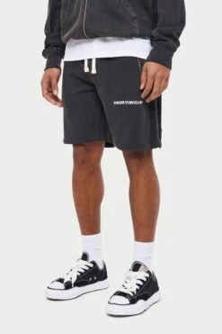 RAW SEAM DISTRESSED SHORTS - BLACK WASHED