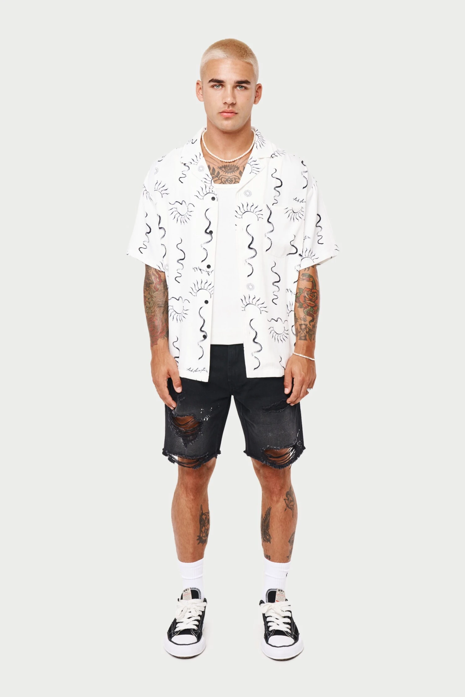 HAND-DRAWN ABSTRACT RESORT SHIRT - OFF WHITE - Image 3