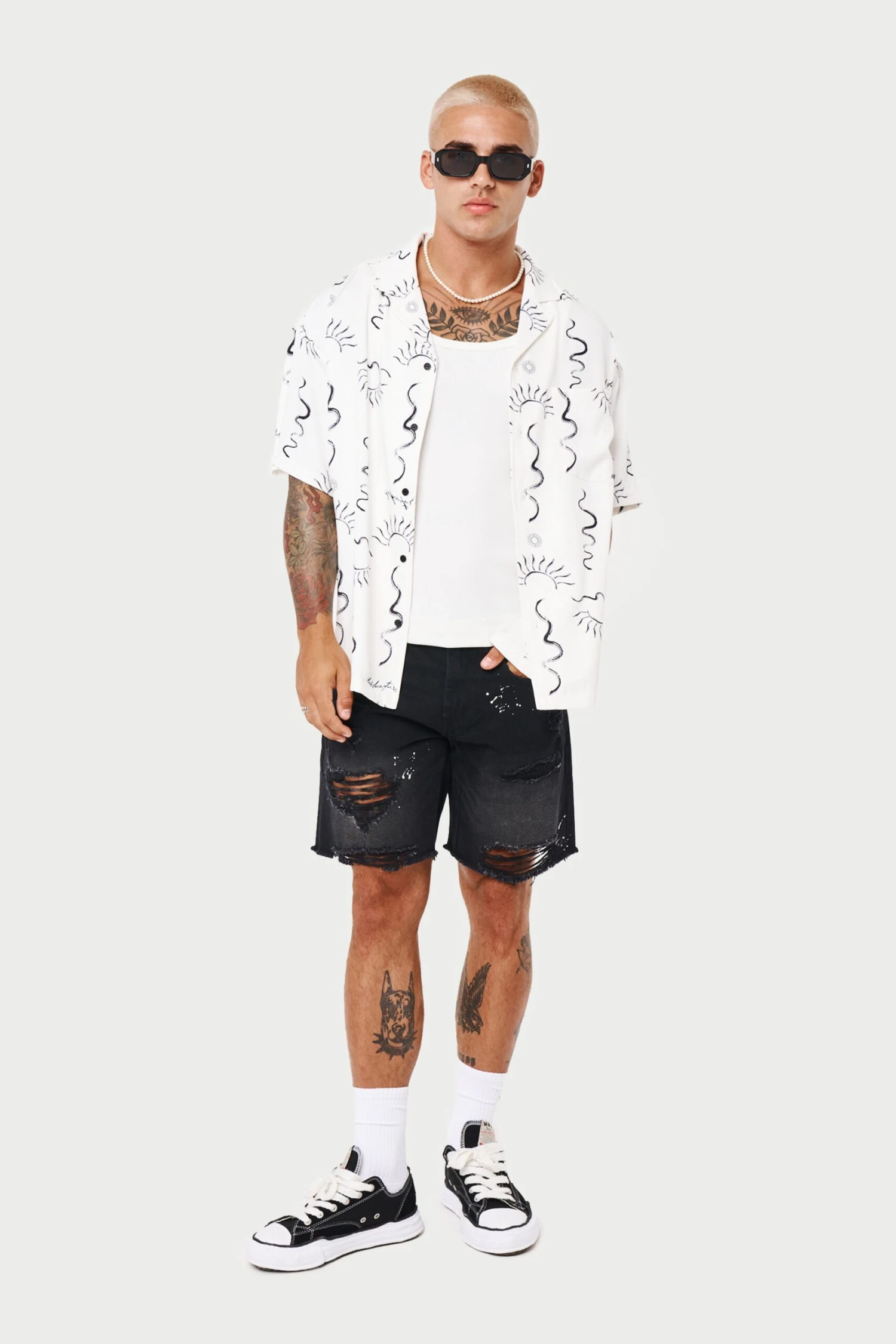 HAND-DRAWN ABSTRACT RESORT SHIRT - OFF WHITE - Image 7