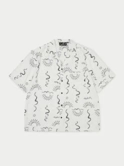 HAND-DRAWN ABSTRACT RESORT SHIRT - OFF WHITE
