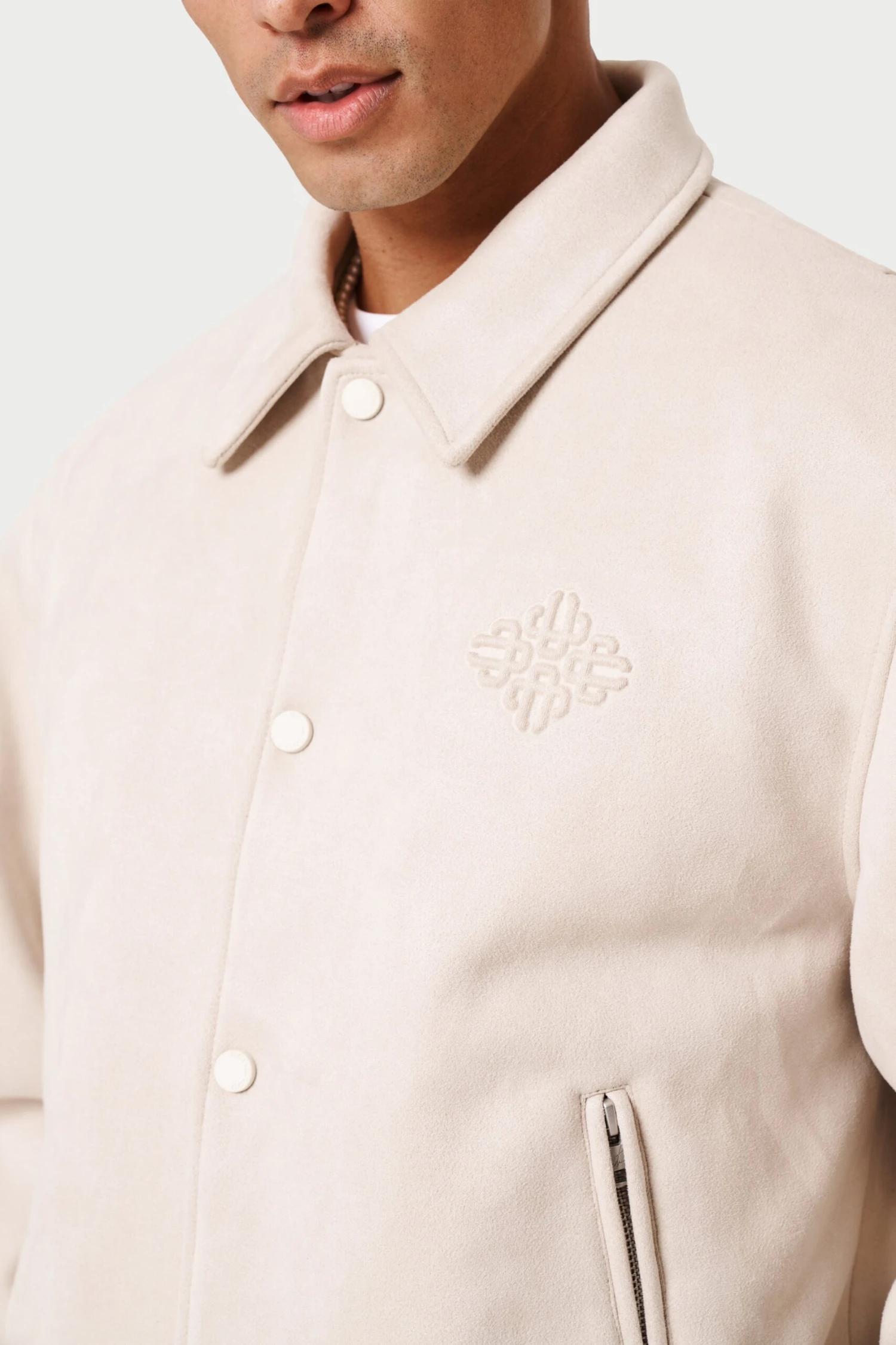 SUEDE VARSITY JACKET- STONE - Image 7