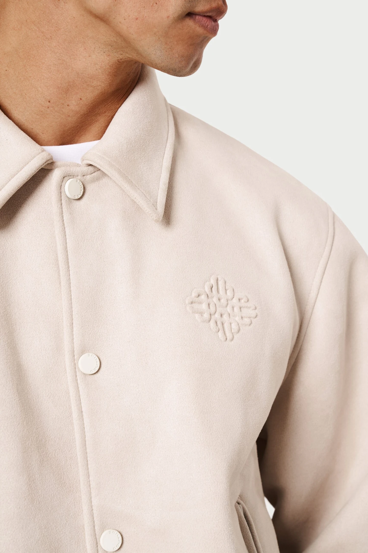 SUEDE VARSITY JACKET- STONE - Image 6