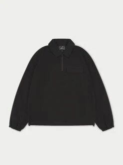 QUARTER ZIP PULL OVER SHACKET - BLACK