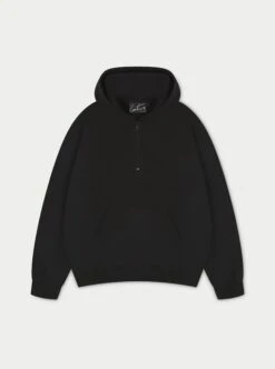 OUTLINE EMBROIDERED EMBLEM HOODIE - BLACK